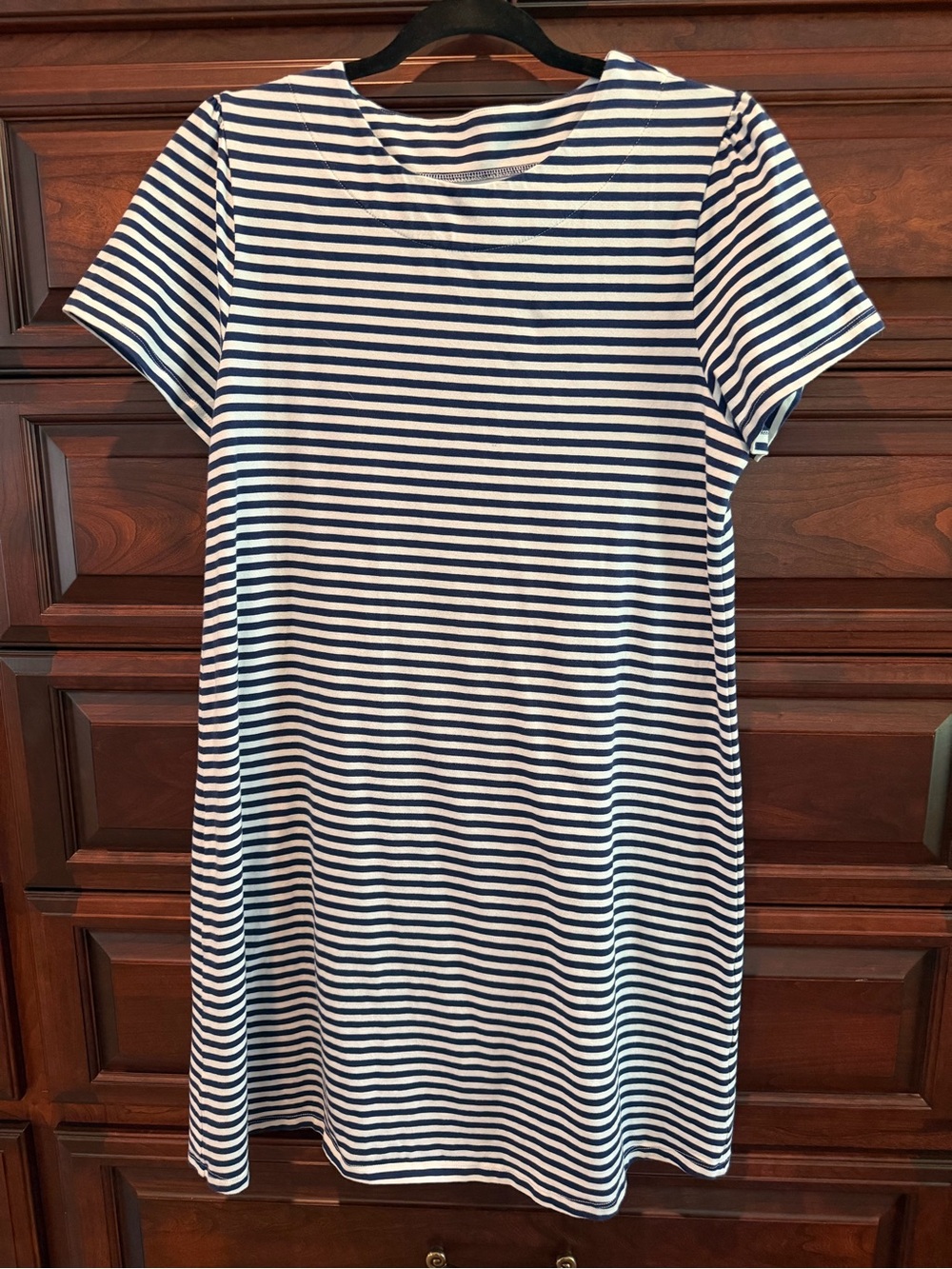 Duffield Lane Navy & White Striped Short Sleeve Shift Dress